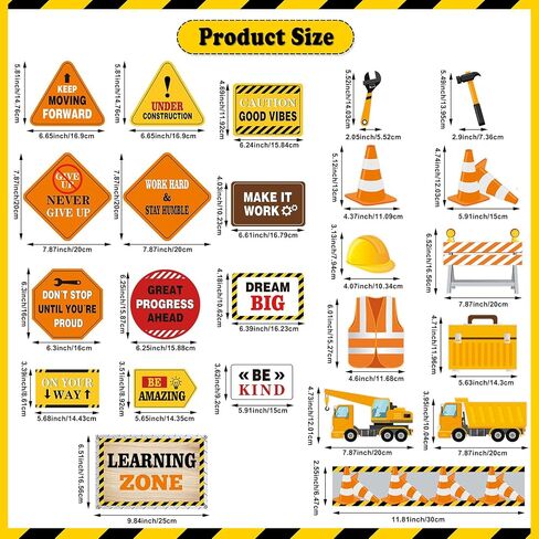 53 Pcs Construction Bulletin Board Decorations Learning Zone Construction Theme Classroom Decor Motivational Construction Paper Cutouts for First Day of School Classroom Bulletin Board Wall in Saudi Arabia