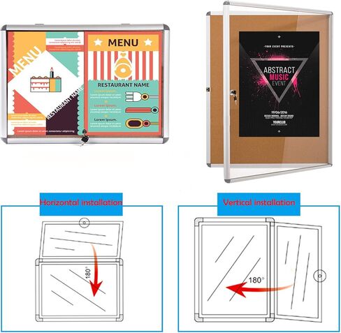 حقيبة عرض مغلقة بلوحة الفلين قابلة للقفل من MAKELLO مع 3 مفاتيح مطابقة للداخل، إطار من الألومنيوم الفضي، 20x16 بوصة (2xA4) in Kuwait