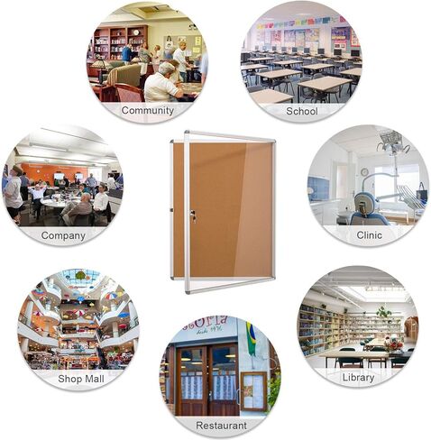 حقيبة عرض مغلقة بلوحة الفلين قابلة للقفل من MAKELLO مع 3 مفاتيح مطابقة للداخل، إطار من الألومنيوم الفضي، 20x16 بوصة (2xA4) in Kuwait