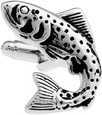 Fishing Silver Black Toned Wedding Suit Shirt Men's Cufflinks in Saudi Arabia