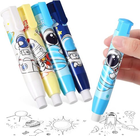 4 Pcs Retractable Pencil Erasers Space Cute Erasers for Boys Kawaii Pencil Erasers with Eraser Refills Kid Party Favors Gift Suitable for Boys Girl Teen Fun Back to School Supplies for Office in Saudi Arabia