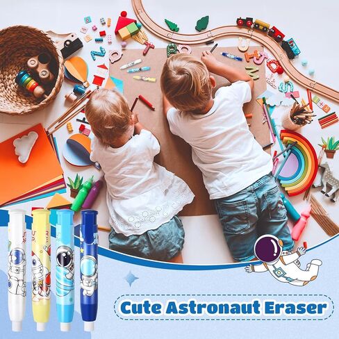 4 Pcs Retractable Pencil Erasers Space Cute Erasers for Boys Kawaii Pencil Erasers with Eraser Refills Kid Party Favors Gift Suitable for Boys Girl Teen Fun Back to School Supplies for Office in Saudi Arabia