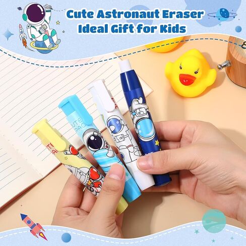 4 Pcs Retractable Pencil Erasers Space Cute Erasers for Boys Kawaii Pencil Erasers with Eraser Refills Kid Party Favors Gift Suitable for Boys Girl Teen Fun Back to School Supplies for Office in Saudi Arabia