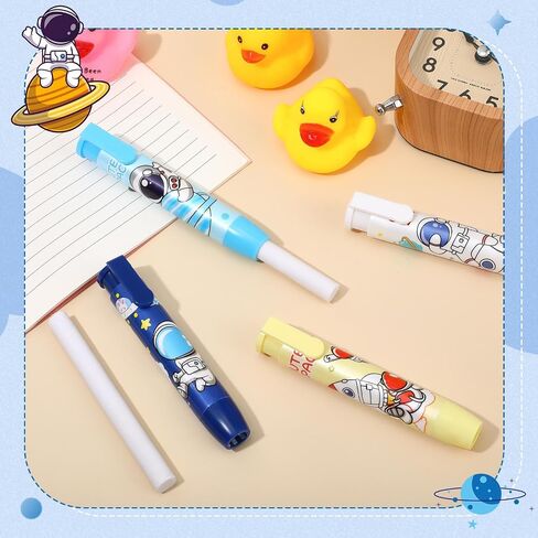4 Pcs Retractable Pencil Erasers Space Cute Erasers for Boys Kawaii Pencil Erasers with Eraser Refills Kid Party Favors Gift Suitable for Boys Girl Teen Fun Back to School Supplies for Office in Saudi Arabia