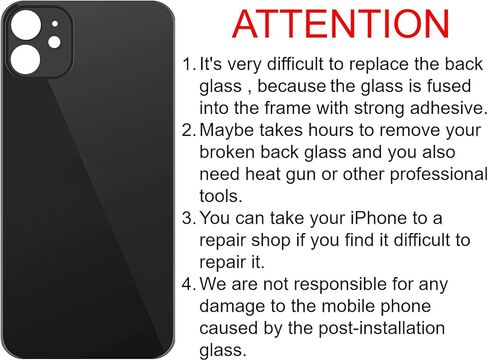 12 زجاج خلفي بديل لهاتف iPhone 12 غطاء خلفي زجاجي (6.1 بوصة) مع شريط مثبت مسبقًا + تعليمات التثبيت + أدوات إصلاح + واقي شاشة (أبيض) in Kuwait