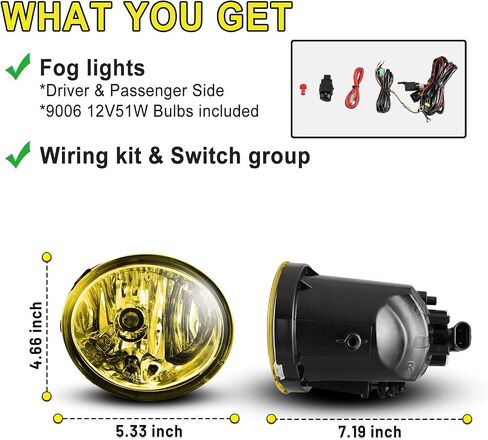 Fog Lights Lamps Assembly fit for Toyota Sequoia 2001-2007 Tundra 2000-2006 Driver Passenger Replacement Amber Yellow in Saudi Arabia