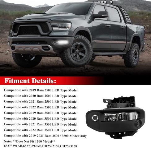 مصابيح الضباب LED من WonVon مناسبة لمصد 2019-2023 Ram 2500 3500 LED مع مصابيح القيادة مع مفتاح التشغيل وجانب الركاب متضمن in Kuwait