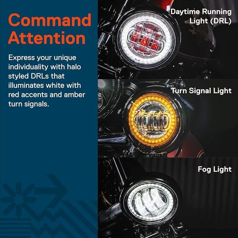 TRUE MODS 2 قطعة 4.5 بوصة Osram LED Harley Fog Pass Light [Halo] [طلاء الكروم] [6,500K] [2,880 لومن] مصباح الضباب للدراجات النارية لملحقات Harley Davidson Road King Street Glide Electra Glide in Saudi Arabia