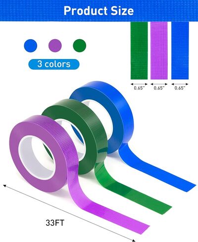3 Rolls Colored Duct Tape, Multi Use Water Pipe Tape, Waterproof Duct Tape, Color Coding, Multifunctional Tape for Handicrafts and Art, No Residue, Easy to Tear by Hand, Great for Packaging. in Saudi Arabia