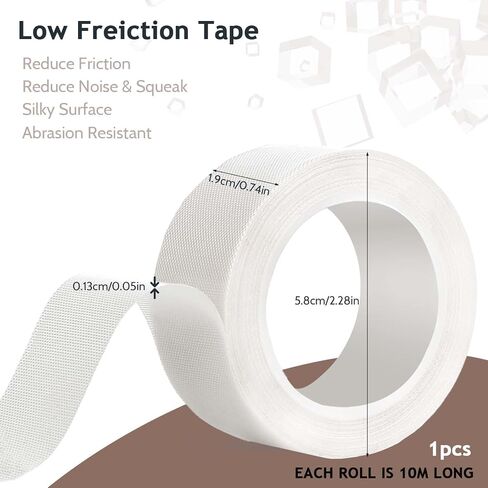 Low Friction Tape 3/4 Inch × 33 Feet Non Slip Drawer Slide Tape Waterproof Resists Abrasion Surface Protection Tapes Squeak Resistant Glide Tape for Cabinet Curtain Reducting Furniture Noise in Saudi Arabia