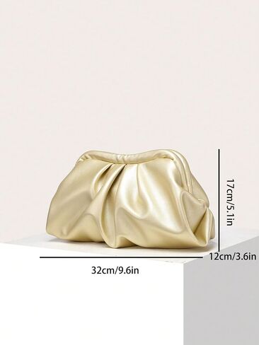 OYOANGLE Women's Faux PU Leather Ruched Clutch Handbags Slouchy Clutch Purse Wedding Party Prom Bags in Saudi Arabia