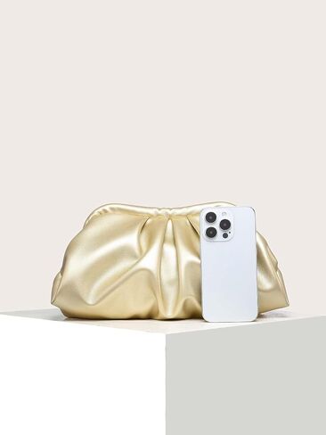 OYOANGLE Women's Faux PU Leather Ruched Clutch Handbags Slouchy Clutch Purse Wedding Party Prom Bags in Saudi Arabia