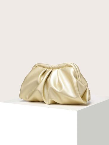 OYOANGLE Women's Faux PU Leather Ruched Clutch Handbags Slouchy Clutch Purse Wedding Party Prom Bags in Saudi Arabia