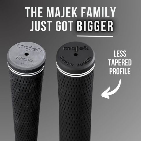 Majek Golf Club Grips Super Jumbo Extra Large Tour 360 Degree Black - NO LOGO - Round .600 Extra Large XL XXL Great for Tall Golfers with Big Hands - Premium Rubber Golf Grips - 13 Pack High Traction in Saudi Arabia