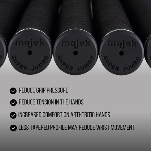 Majek Golf Club Grips Super Jumbo Extra Large Tour 360 Degree Black - NO LOGO - Round .600 Extra Large XL XXL Great for Tall Golfers with Big Hands - Premium Rubber Golf Grips - 13 Pack High Traction in Saudi Arabia