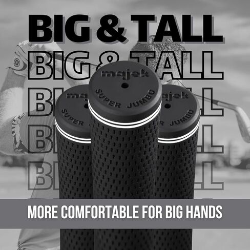 Majek Golf Club Grips Super Jumbo Extra Large Tour 360 Degree Black - NO LOGO - Round .600 Extra Large XL XXL Great for Tall Golfers with Big Hands - Premium Rubber Golf Grips - 13 Pack High Traction in Saudi Arabia