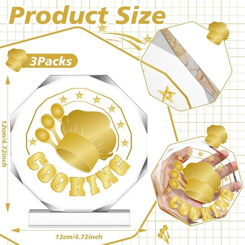 DoubleFill 3 قطع جوائز الطبخ، جوائز كأس الشيف الذهبية، جوائز مسابقة الطبخ 4.72 بوصة مع قاعدة للطهاة في الطبخ in Kuwait