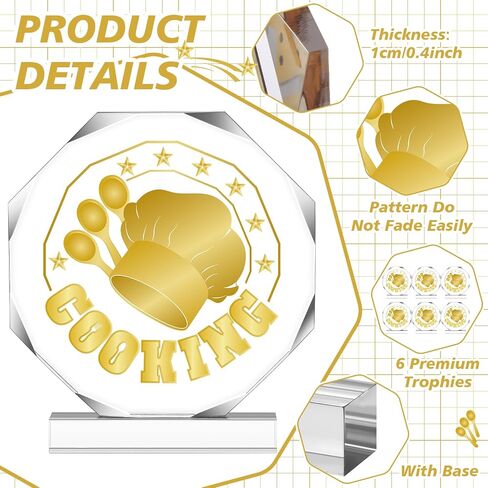 DoubleFill 3 قطع جوائز الطبخ، جوائز كأس الشيف الذهبية، جوائز مسابقة الطبخ 4.72 بوصة مع قاعدة للطهاة في الطبخ in Kuwait