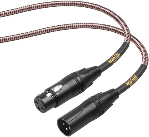 كابل ميكروفون XLR ذكر إلى أنثى XLR، بطول 12 قدمًا، أسود، غلاف من سبائك الزنك، سترة مضفرة من النحاس، موصلات ثلاثية الأطراف مطلية بالذهب عيار 24 قيراط للميكروفون وتسجيل الاستوديو وواجهة الصوت in Kuwait