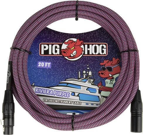 كابل ميكروفون منسوج من Pig Hog 'Riviera Purple'، من XLR إلى XLR، مقاس 20 بوصة in Saudi Arabia