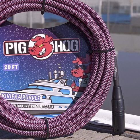 كابل ميكروفون منسوج من Pig Hog 'Riviera Purple'، من XLR إلى XLR، مقاس 20 بوصة in Saudi Arabia
