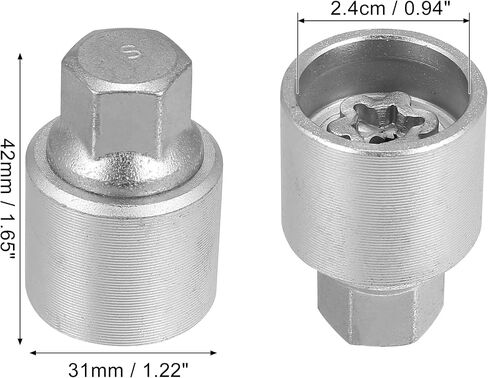 X AUTOHAUX S Type S Car Wheel Lock Lug Nut Anti Theft Lug Nut Screw Removal Socket Key Wheel Lock Key Replacement for Audi A4L A5 A6L Q2L Q3 Q5 Q7 A8 in Saudi Arabia