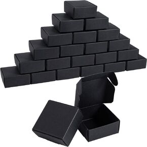 NIGNYA Mini Gift Boxes Black, 2.16x2.16x0.98 inches Empty Gift Boxes 50 Pack Kraft Treat Boxes, Party Favor Boxes, Small Paper Box for Candy, Jewelry, Crafts