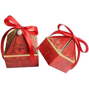 50pcs Green Gem Tower Birthday Wedding Party Favor Boxe with Ribbon Bead Gift Bags Chocolate Candy and Packaging Gift Boxes Bridal Shower Baby Shower