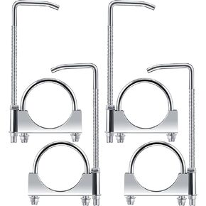 4 Pcs Exhaust Clamp with Hanger Exhaust System Hanger Fit 2.5 Inches Exhaust Pipe Muffler Clamp for Car Truck