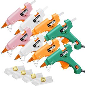 Hot Glue Gun Kit with 40 Glue Sticks and Anti-Scalding Nozzles, 8 Pack Fast Preheating Mini Hot Melt Gun Set for Crafts, DIY Arts, Class Projects, School, Home Repairs - Multicolors