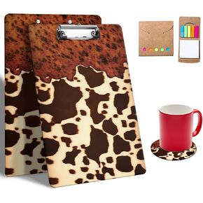 Clipboard with Black Cool Girl Pattern Design Plastic Clipboards for Students, Women, School and Office, A4 Letter Size 12.5" X 9" with Low Profile Metal Clip, with Cute Coaster and Sticky Notes