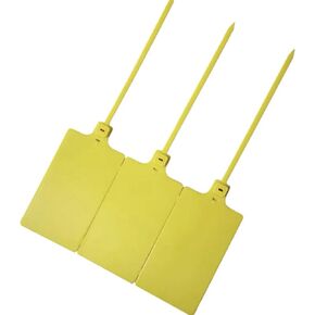 Yellow Plastic Security Seals Large Zip Ties Blank Waterproof Plastic Tags Marker Ties Large Labeling Tags 100 Pcs
