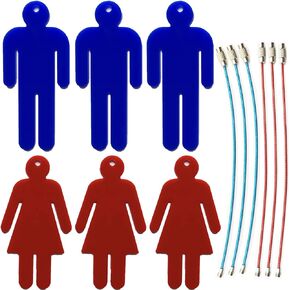 Men Women Acrylic Restroom Pass Keychain with Wire Rings, Washroom Locker Key Tags for Office Store Designating Keys
