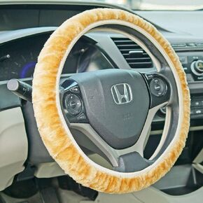 Fuzzy Steering Wheel Cover Elastic Stretch Plush Black Universal Fit 14" - 16" Diameter Wheel - Non-slip Cushion Protector