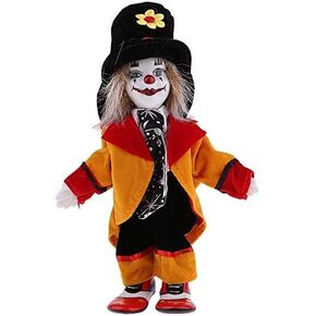 Clown Doll Porcelain Clown Model Porcelain Doll Circus Props Delicate Arts Crafts for Home Decoration Desk Ornaments 18cm