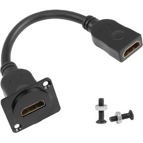 QIANRENON HDMI لوحة محول تركيب 4K@60 هرتز HDMI 2.0 أنثى إلى أنثى موصل عرض HDMI مقبس لوحة كابل قصير، D-Panel/XLR-Panel Mount، لجهاز عرض شاشة التلفزيون 20 سم / 7.8 بوصة in Kuwait