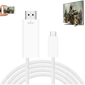 USB C to HDMI Adapter 4K 60Hz Cable Thunderbolt 3/4 MHL Cord w/ 100W PD Charging Port for Galaxy Note 20 S23 S22 S21 Samsung Dex Android Phone iPhone 15 Plus Pro Max MacBook iMac Switch to Monitor TV