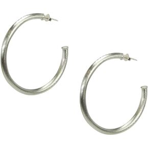Small Everybody's Favorite 2 Inch Tubular Lightweight Hoop Earrings in Brushed Silver Plated