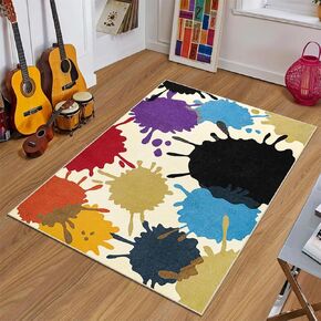 سجادة أطفال ملونة لغرفة الأطفال، سجادة قابلة للغسل مقاس 3 × 5 بوصة غير قابلة للانزلاق لغرفة اللعب، سجادة جمالية صديقة للبشرة للفصل الدراسي، سجادة رش طلاء قوس قزح لغرفة النوم وغرفة الفن والرعاية النهارية in Kuwait
