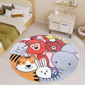 ABREEZE Round Kids Rugs 5.3ft, Faux Wool Kids Road Traffic Area Rugs Non-Slip Childrens Crawling Carpet Colorful Educational & Fun Throw Rug for Living Room Bedroom Playroom Nursery Decor in Kuwait