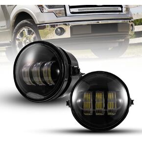 مصابيح الضباب F150 LED متوافقة مع 2011 2012 2013 2014 Ford F150، قطعتان × 30 وات 4 بوصة مجموعة مصابيح الضباب LED المستديرة مع عدسة دخان، مصابيح إضاءة أمامية للقيادة