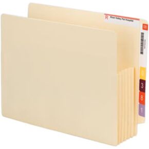 Smead End Tab Convertible File Pocket, Reinforced Split Score Tab, 5-1/4" Expansion, Tyvek®-Lined® Gusset, Letter Size, Manila, 10 per Box (75175)