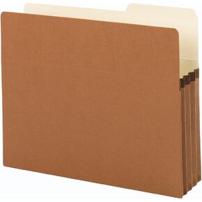 Smead File Pockets, 2/5-Cut Tab Right Position, Guide Height, 3-1/2" Expansion, Letter Size, Redrope, 25 per Box (73088)