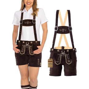نساء Lederhosen الأصلي - زي مهرجان أكتوبر للسيدات - زي Damen Wurstfest - الشوكولاتة