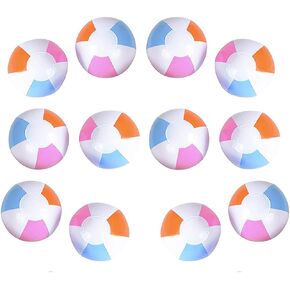 The Dreidel Company Stripped Beach Balls Inflatables for Swimming Pool Party, Birthday Parties, Summer Fun Toy (12-Pack)