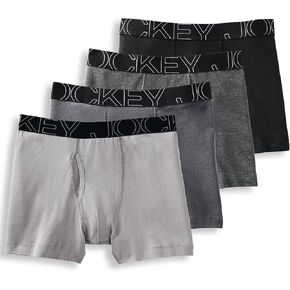 ملابس داخلية للرجال من Jockey ملابس داخلية ActiveBlend - 4 قطع، بيوتر/أسود/فحمي منقط/رمادي كوارتز، مقاس S