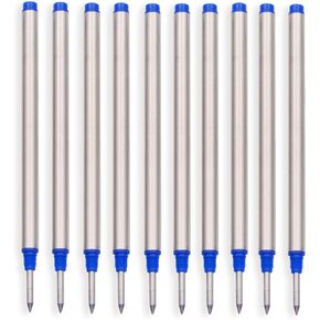 5 Pack Blue + 5 Pack Black - Compatible for Mont Roller Pen Refills -Black and Blue Color - Fit for Capped Rollerball Pens, (Set of 10) (0.7mm Medium Tip Blue and Black)