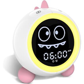 Kids Alarm Clock, Toddler Sleep Training Clock with Sound Machine, Night Lights, Ok to Wake Dinosaur Clock, Gift Ideas for Kids Child (Green)