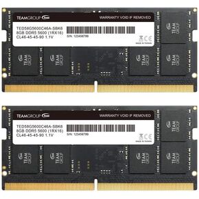 TEAMGROUP Elite SODIMM DDR5 32GB 5600Mhz (PC5-44800) CL46 Non-ECC Unbuffered 1.1V 262 Pin وحدة ذاكرة الكمبيوتر المحمول - TED532G5600C46A-S01