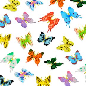 24 Pcs Plastic Butterflies Toy Butterflies Action Figures Art Lifelike Butterfly Decoration Removable Reusable for Party Favor Wall Decor, 12 Styles